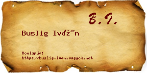 Buslig Iván névjegykártya